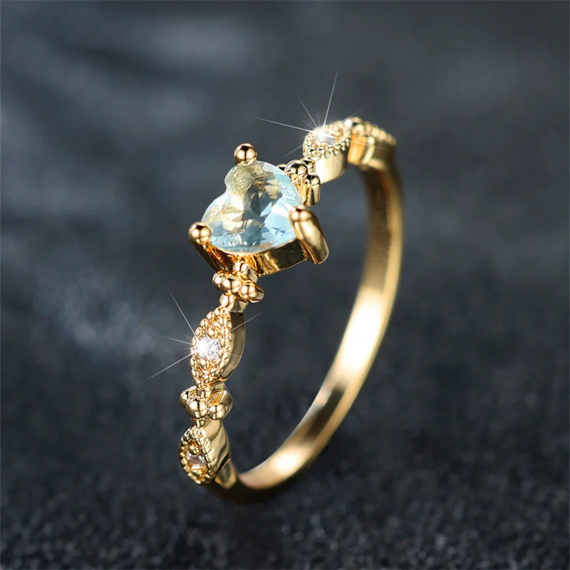 Blue Zircon Stone Ring