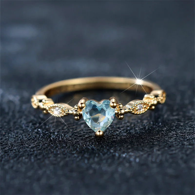 Blue Zircon Stone Ring